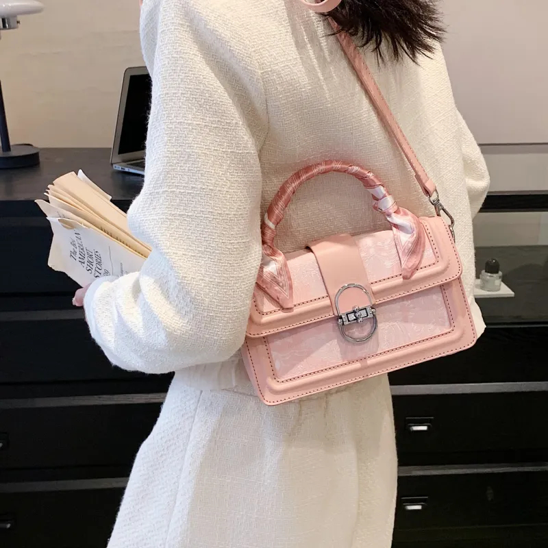 Cwatcun PU Portable Crossbody Women's Shoulder Bag Regular Women's Gray/Pink-11