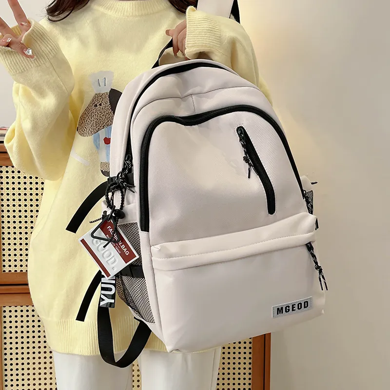 Cwatcun Nylon Backpack Unisex Ivory/Burgundy/Black/Dark Blue-2