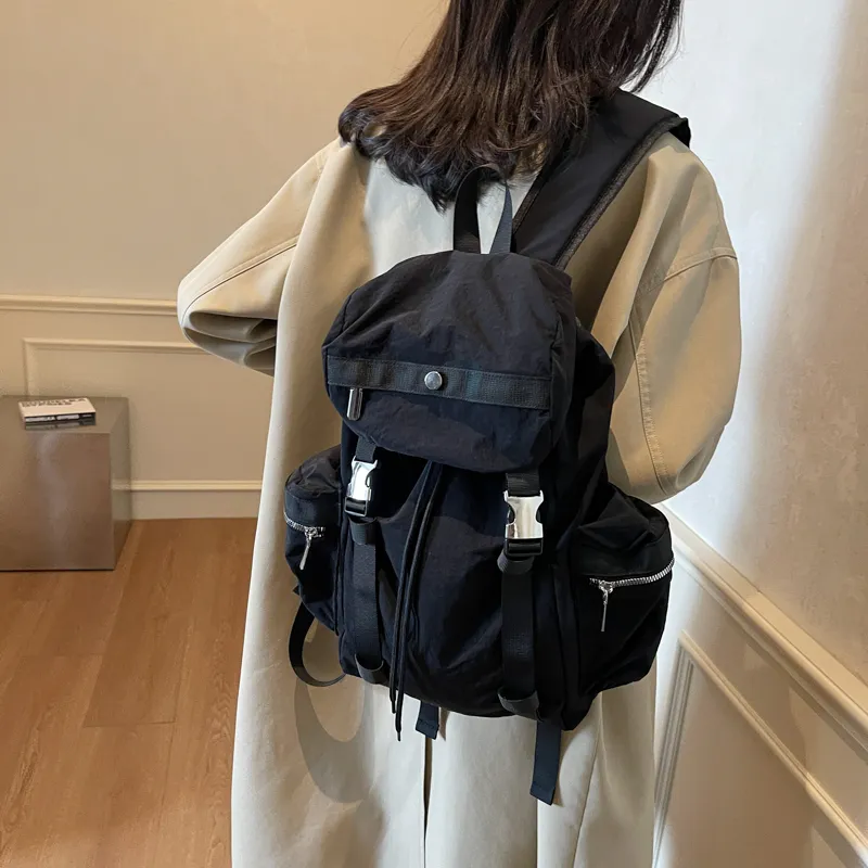 Cwatcun Fabric Backpack Unisex Ecru/Black/Gray/Khaki-5