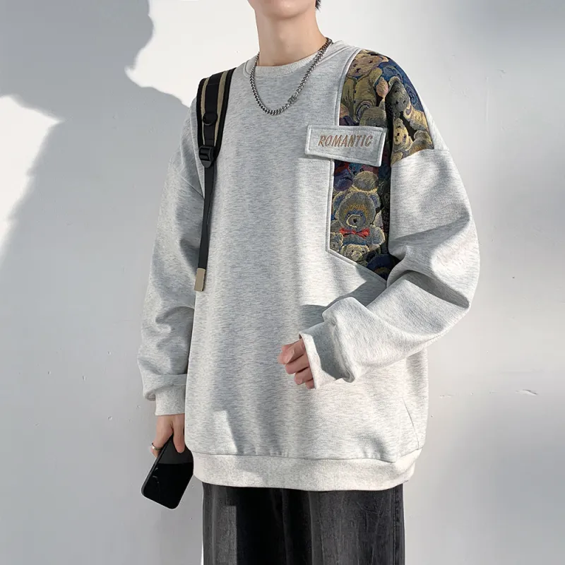 YooMore American Casual Bear-Print Unisex Sweatshirt-17
