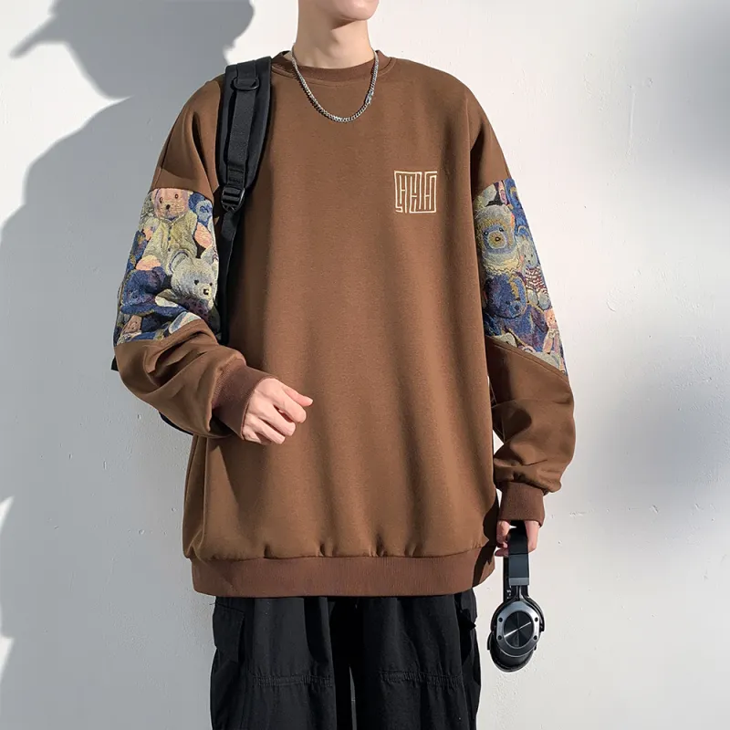 YooMore American Casual Bear-Print Unisex Sweatshirt-28