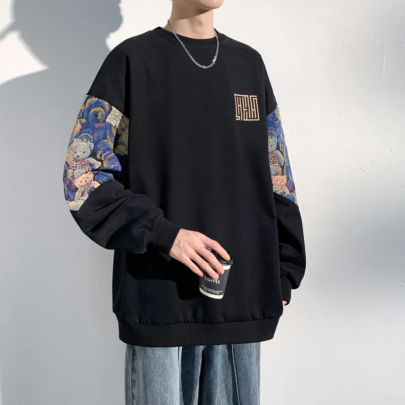 YooMore American Casual Bear-Print Unisex Sweatshirt-21