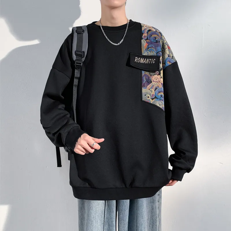 YooMore American Casual Bear-Print Unisex Sweatshirt-3