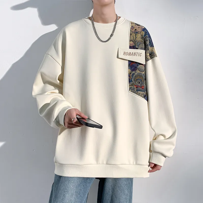 YooMore American Casual Bear-Print Unisex Sweatshirt-10