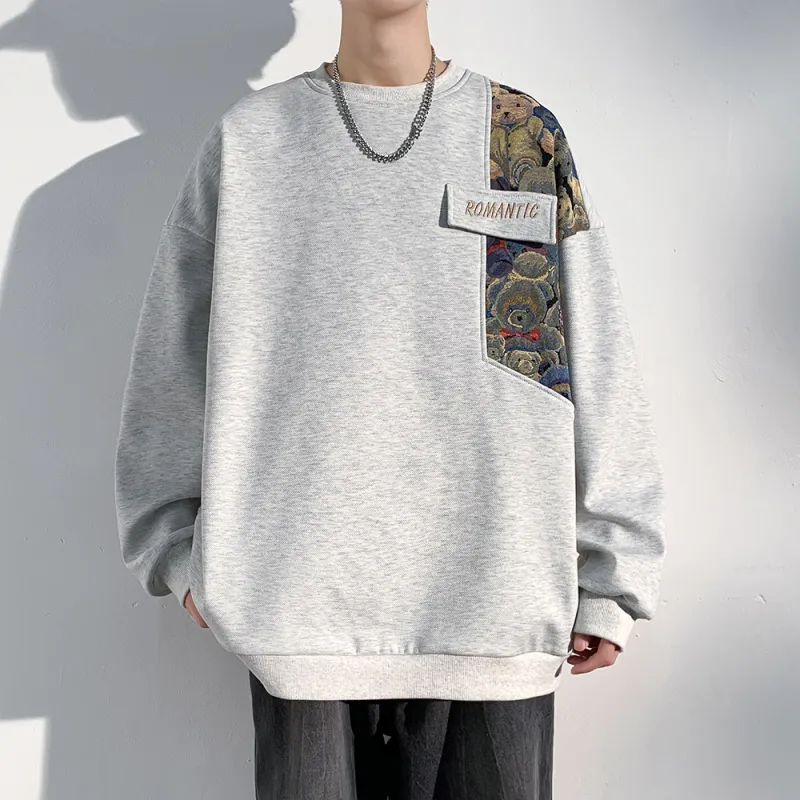 YooMore American Casual Bear-Print Unisex Sweatshirt-16