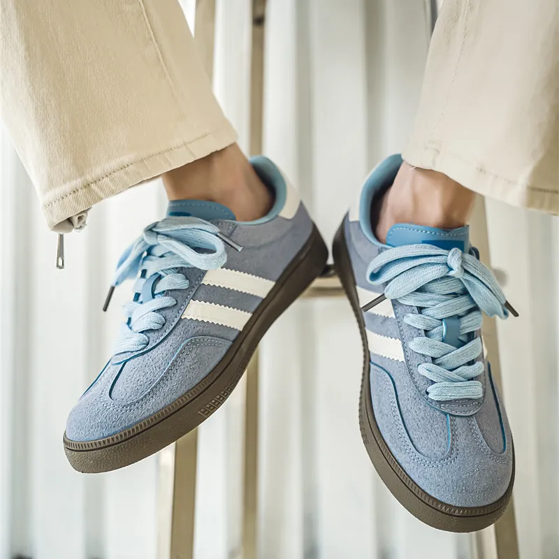 Mengsai Anti Slip Wear Resistant Low Top Skateboard Shoes Unisex Light Blue-11