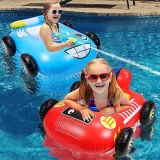 Vertex Kids Swim Ring Pool Inflatable Car Seat Ring Kids Inflatable Splash Water Gun