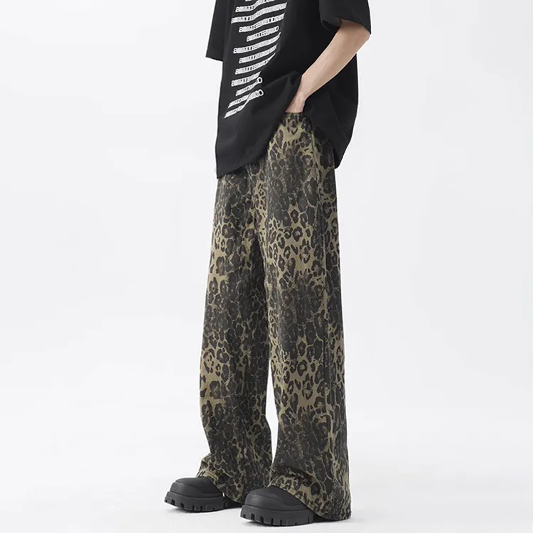 Michael Rock Jeans Unisex Leopard Print-3