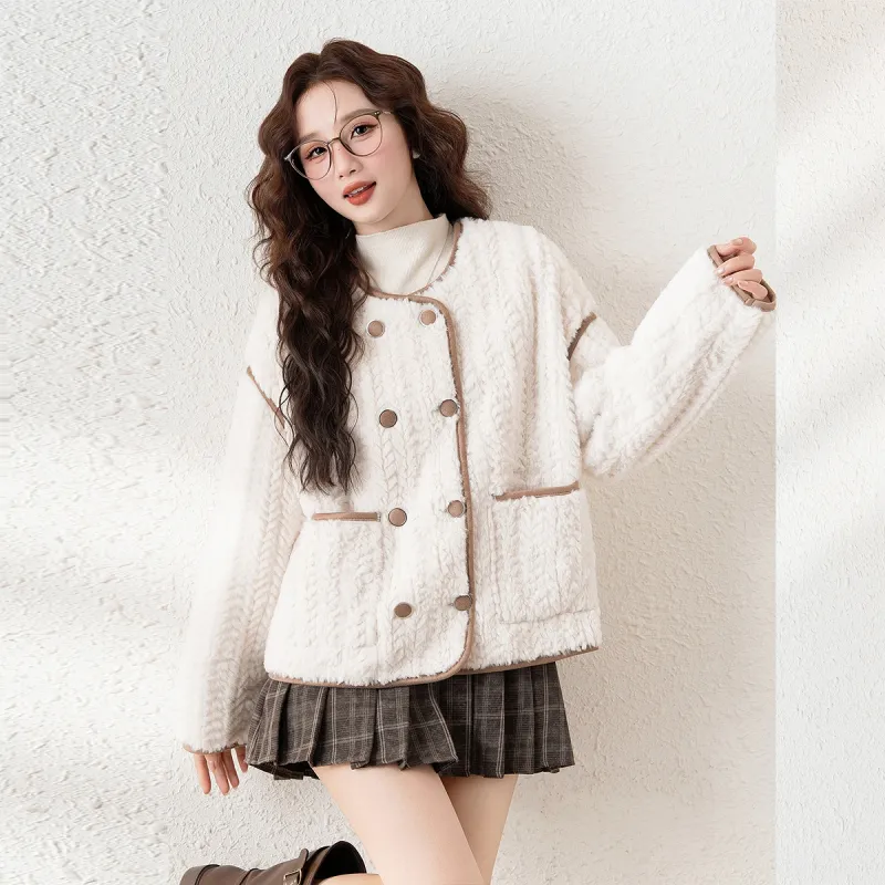 Tonlion Velvet feel Coat Women's Ecru-1