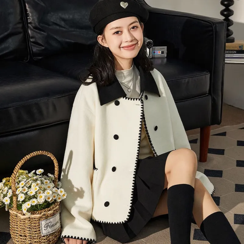 Tonlion Velvet feel Coat Women's Ecru-2