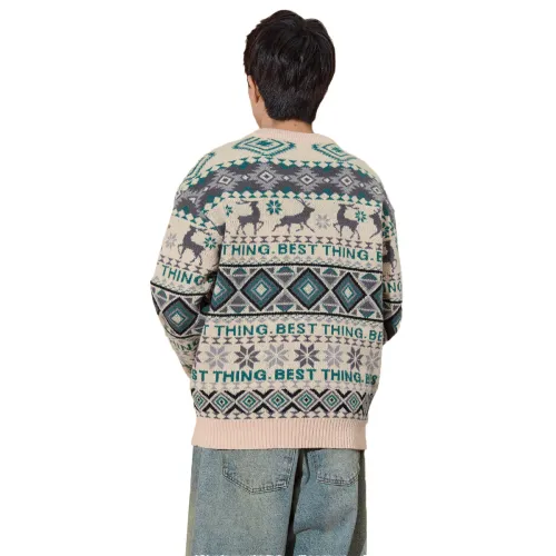 Tonlion Sweater Men's Gray Cyan Green