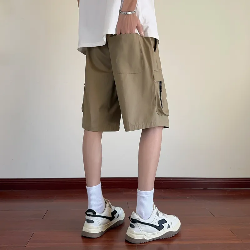 Tonlion Casual Shorts Men Dark Khaki-4