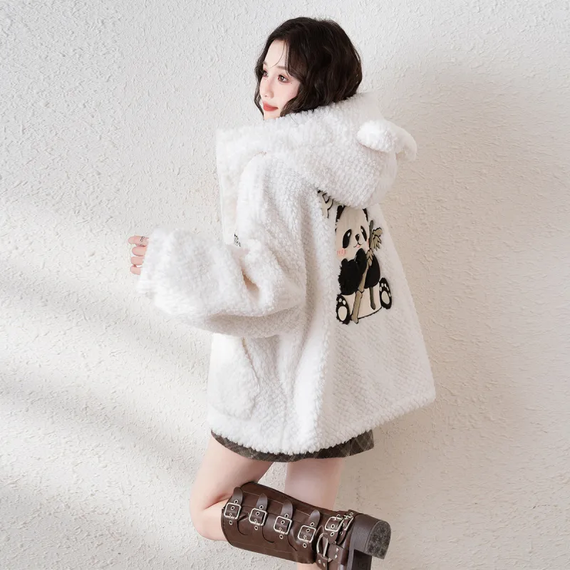 Tonlion Velvet feel Coat Women's Raw White-3