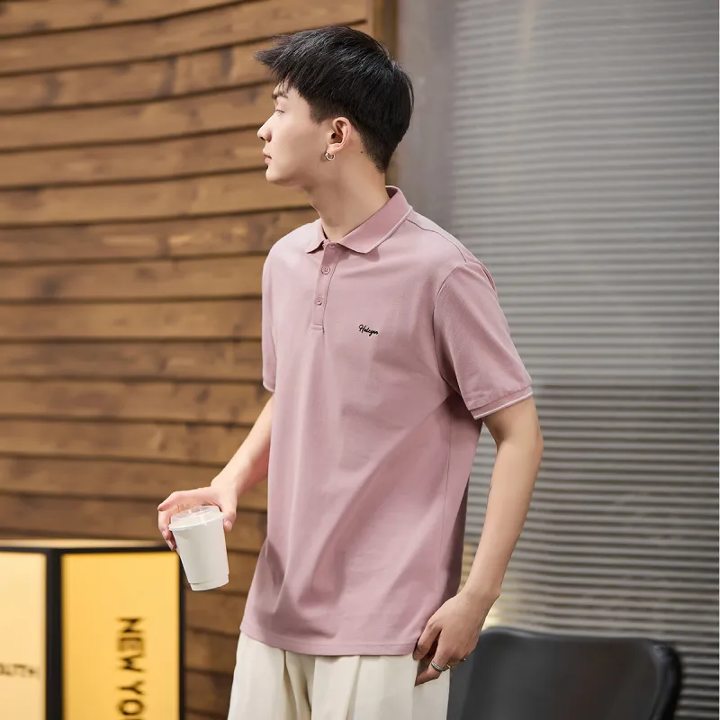 Tonlion Polo Shirt Men's Gray Pink-4