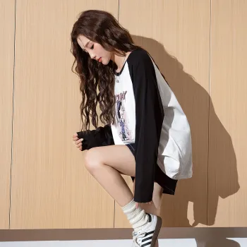 Tonlion Raglan Sleeve Long Sleeved T Shirts Women's
