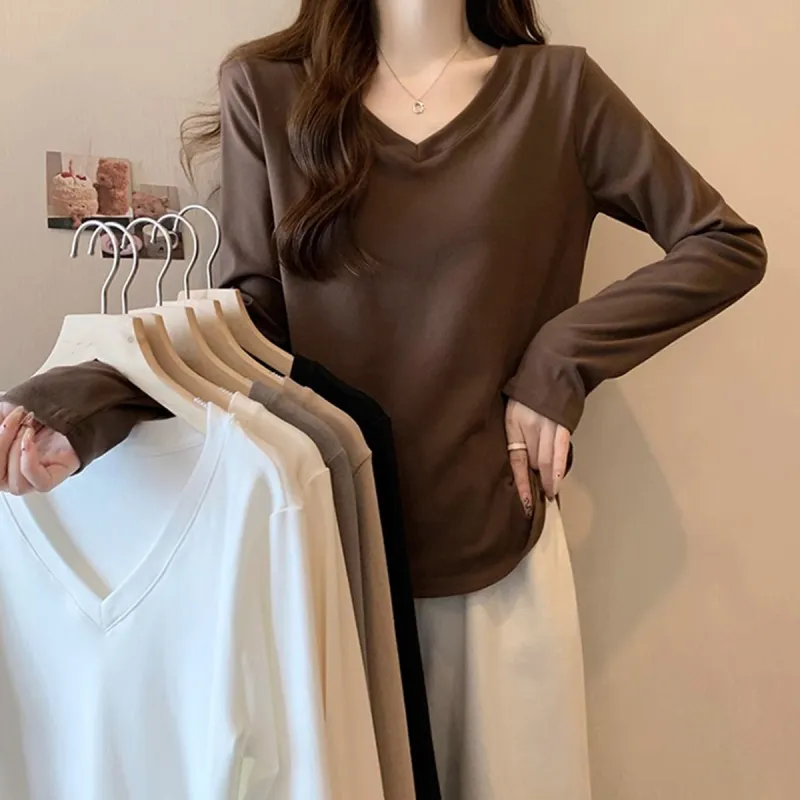 Tonlion Regular Long Sleeved T Shirts Women's-2