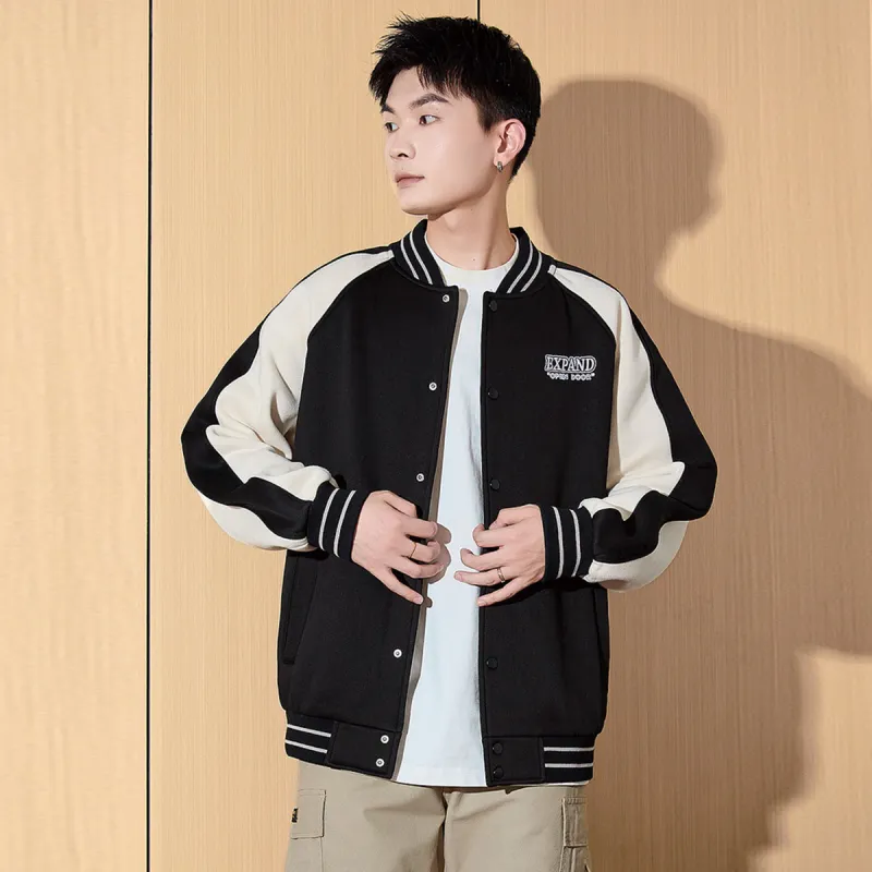 Tonlion Baseball Jacket Men's Black-5
