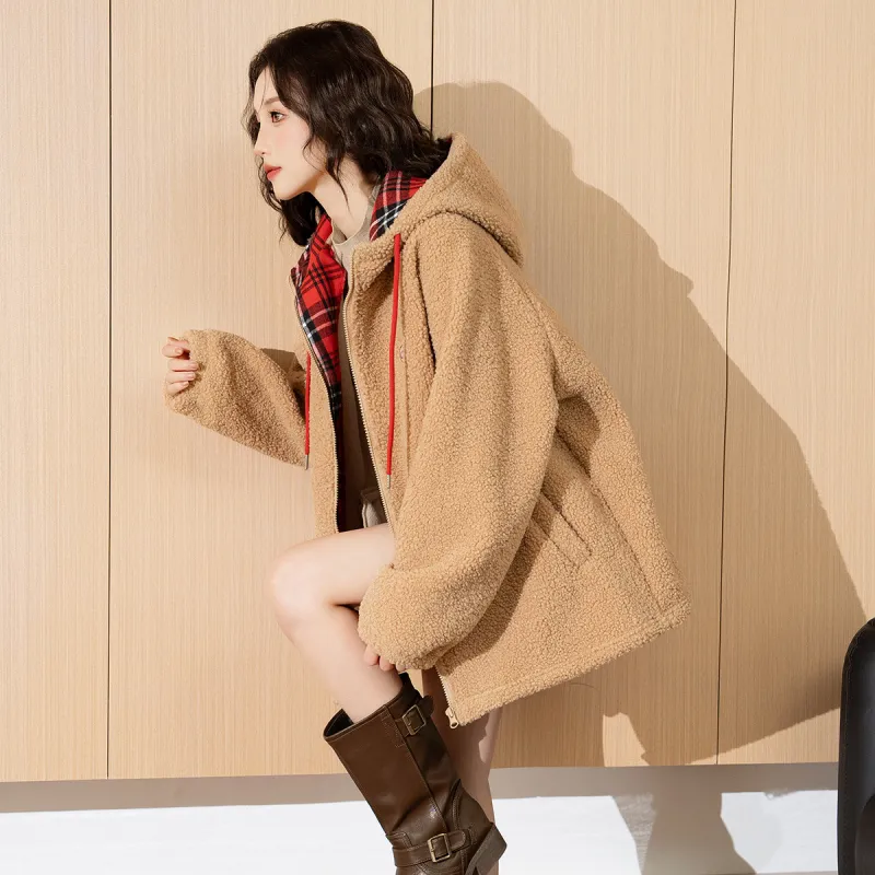 Tonlion Velvet feel Coat Women's Khaki-1