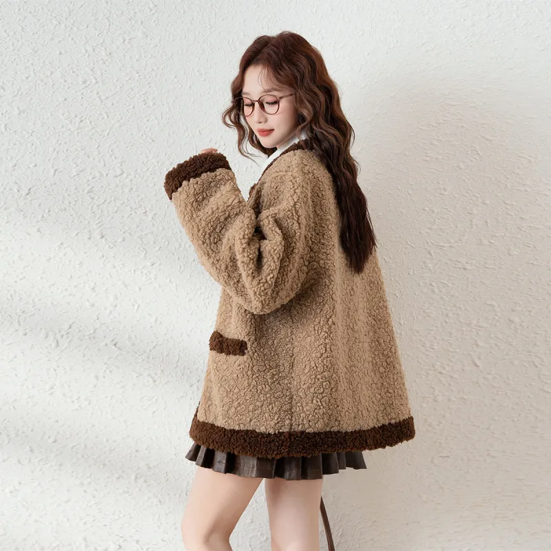 Tonlion Velvet feel Coat Women's Caramel-5