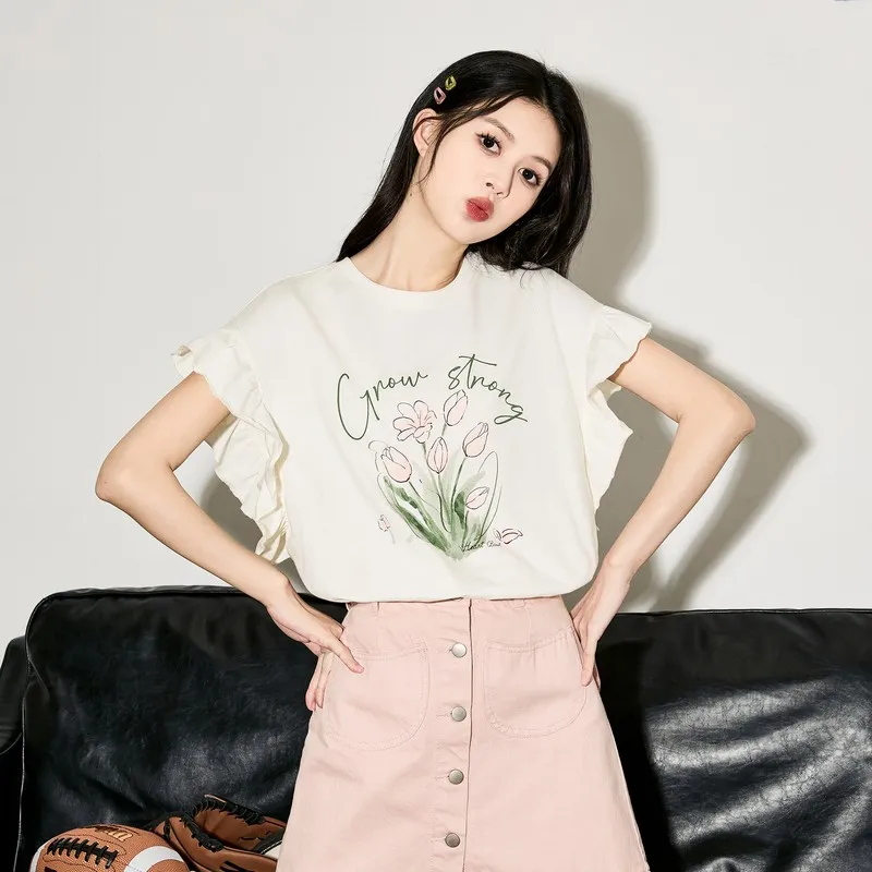 Tonlion T Shirts Women's Ecru-2
