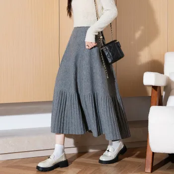 Tonlion Casual Long Skirts Women's Dark Heather Gray