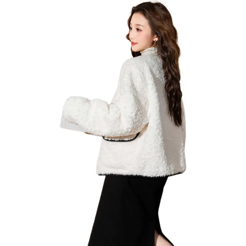 Tonlion Velvet feel Coat Women's Raw White-1