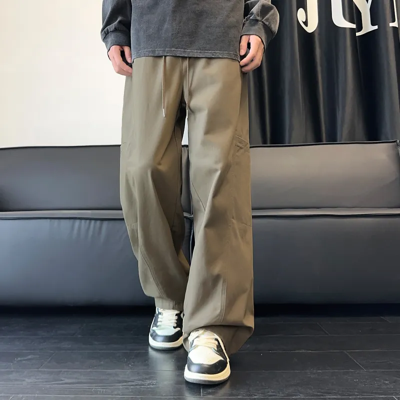 Tonlion Casual Pants Men's Yellow Khaki-3