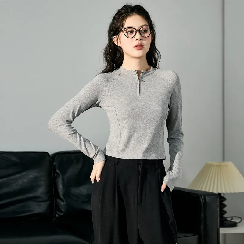 Tonlion Crop Tops Women's Light Heather Gray-2