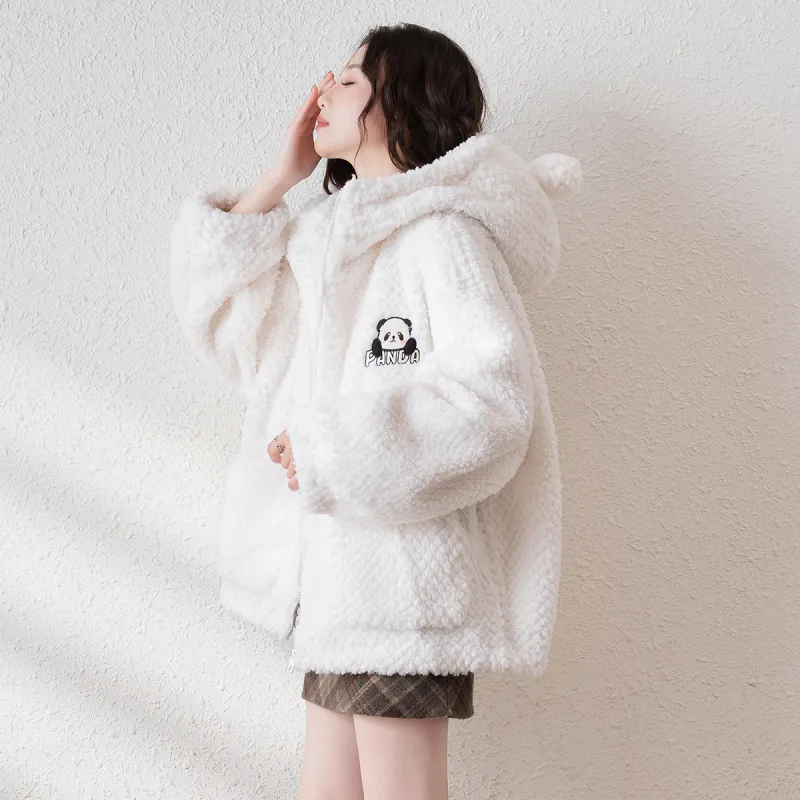 Tonlion Velvet feel Coat Women's Raw White-4