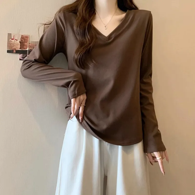 Tonlion Regular Long Sleeved T Shirts Women's-1