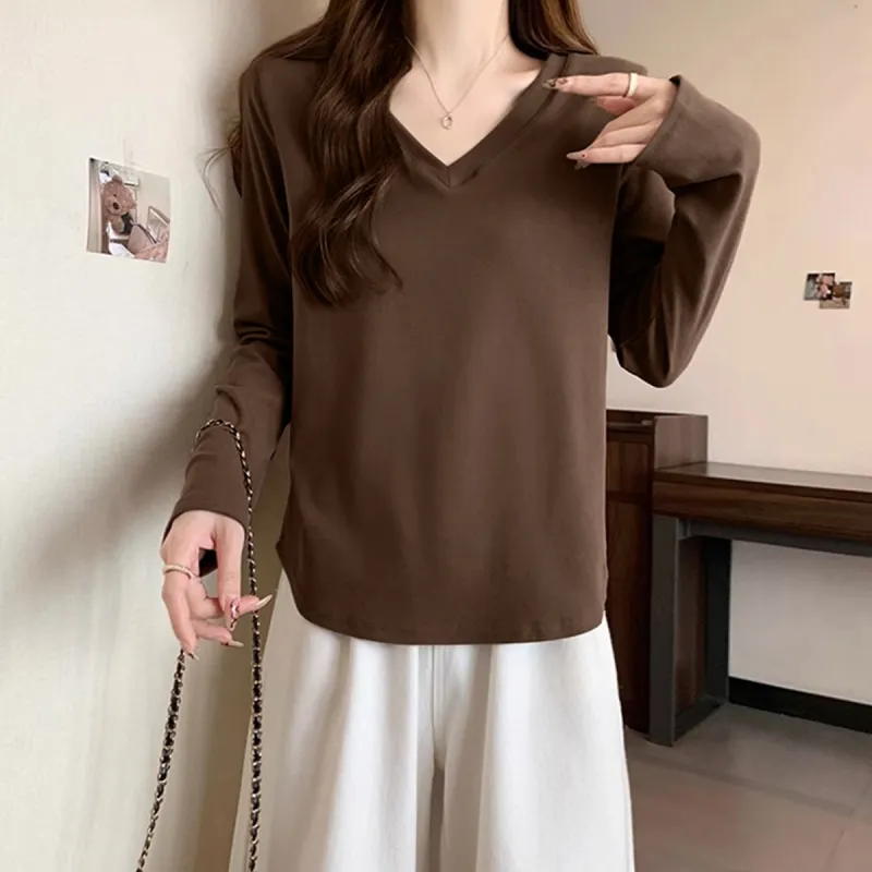 Tonlion Regular Long Sleeved T Shirts Women's-4