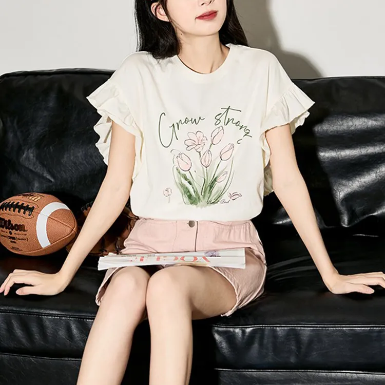 Tonlion T Shirts Women's Ecru-3