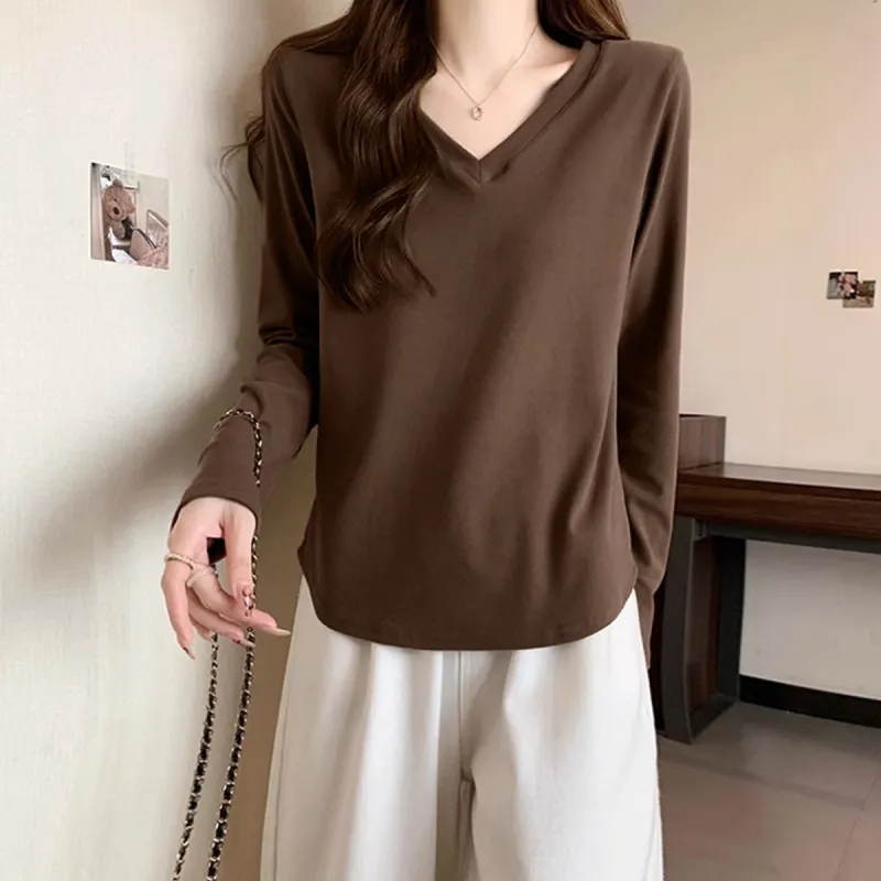 Tonlion Regular Long Sleeved T Shirts Women's-5