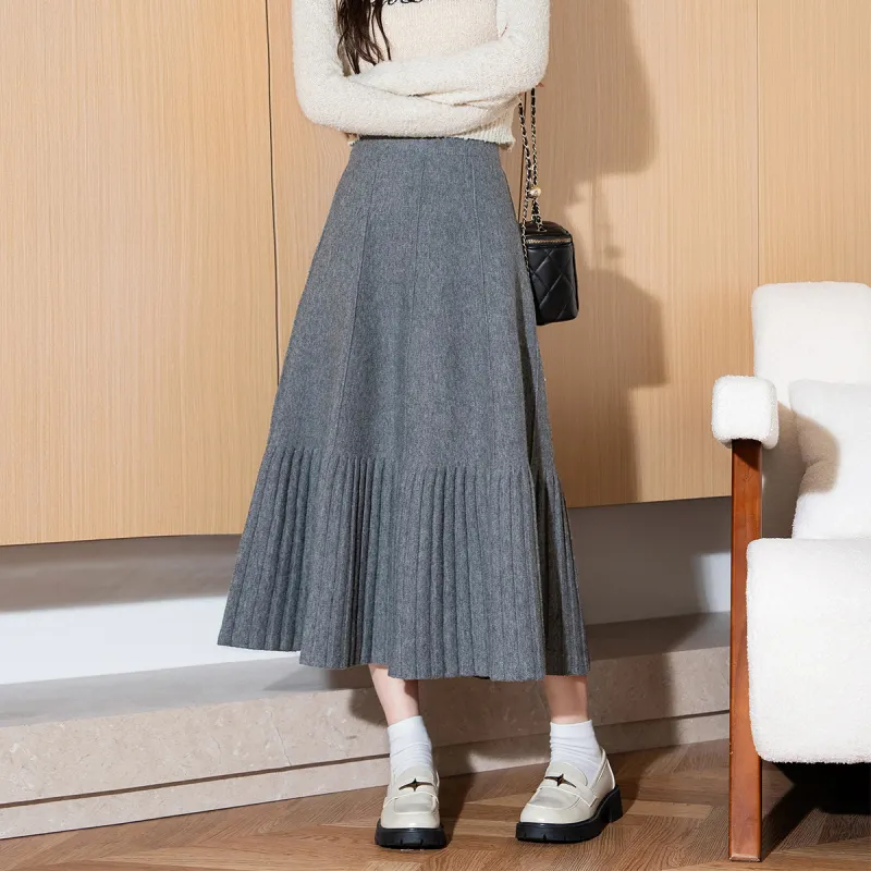 Tonlion Casual Long Skirts Women's Dark Heather Gray-1