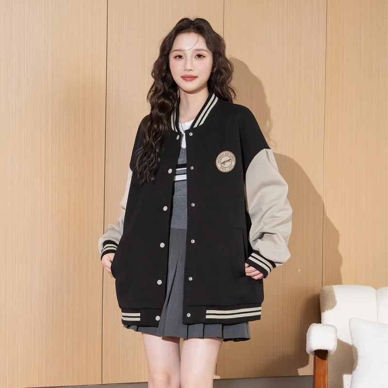 Tonlion Baseball Jacket Women's Black-2
