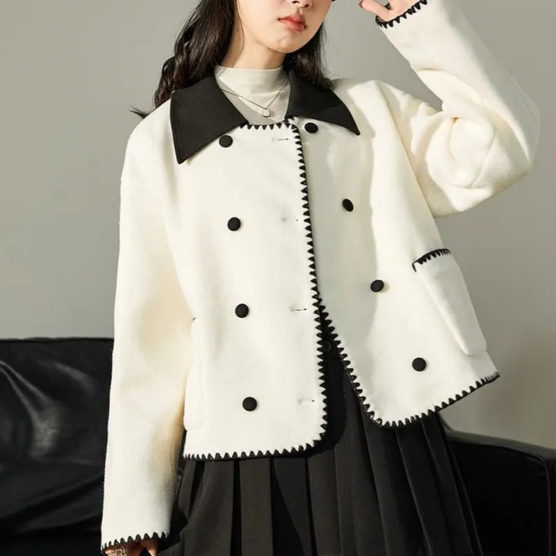 Tonlion Velvet feel Coat Women's Ecru-3