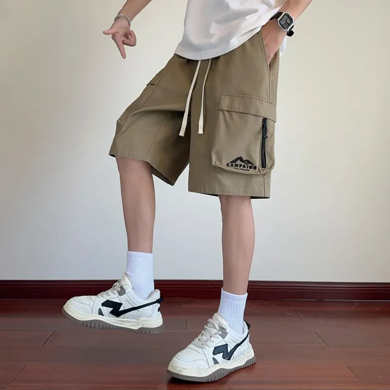 Tonlion Casual Shorts Men Dark Khaki-2