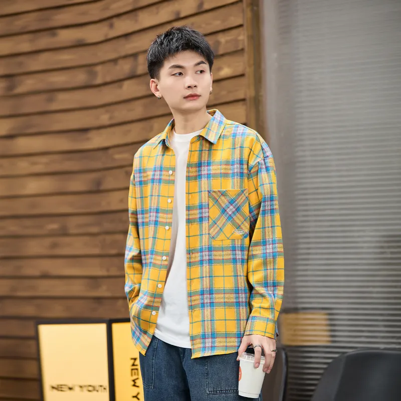 Tonlion Long Sleeved Shirt Men's Bright Yellow-3