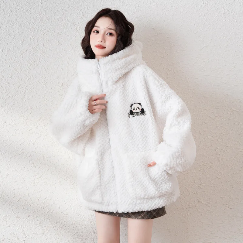 Tonlion Velvet feel Coat Women's Raw White-5