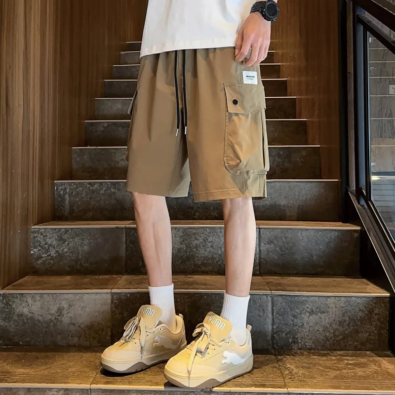 Tonlion Casual Shorts Men Dark Khaki-3