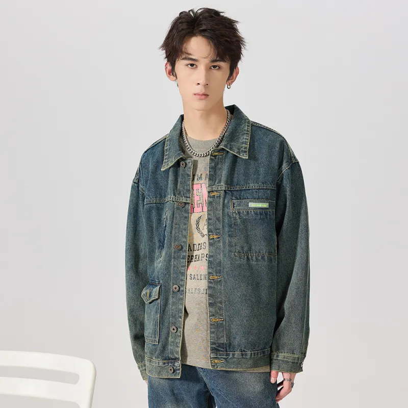 JASONWOOD Cowboy On The Run Denim Jacket Men's Vintage Blue-9