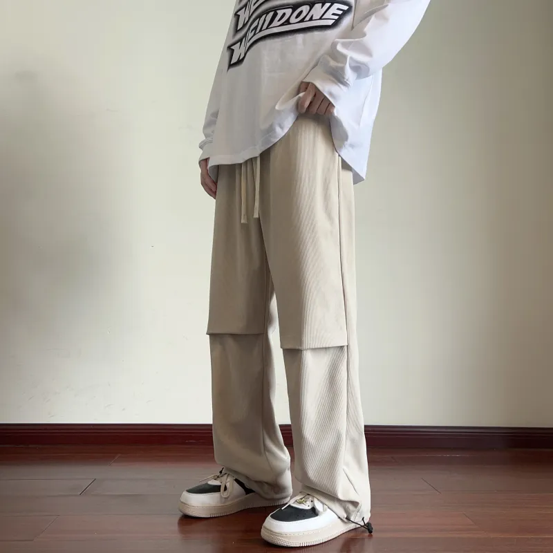 DEERWAY Casual Pants Unisex Black Red-8