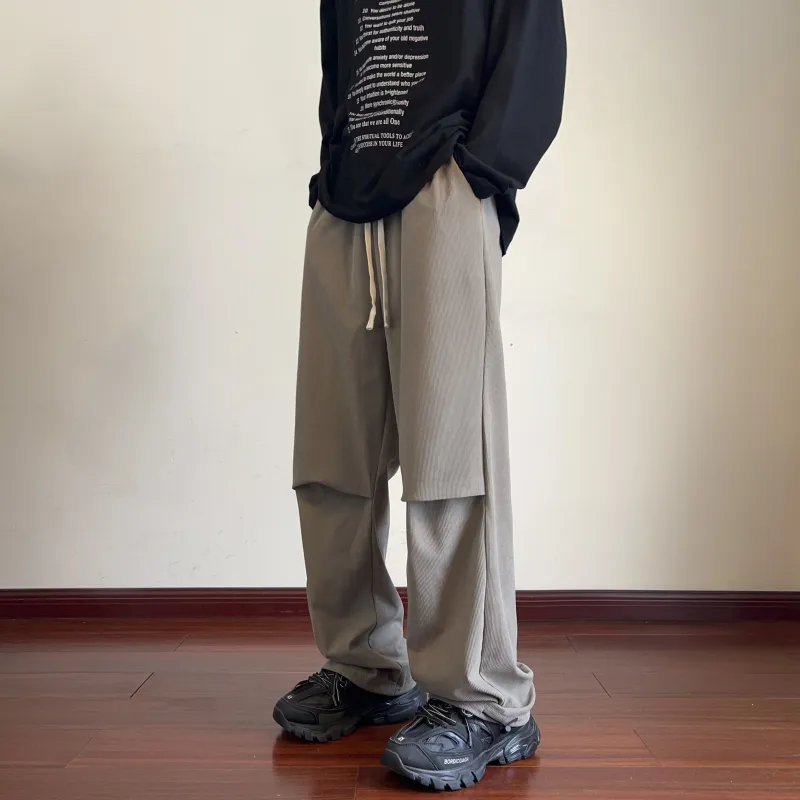 DEERWAY Casual Pants Unisex Black Red-15