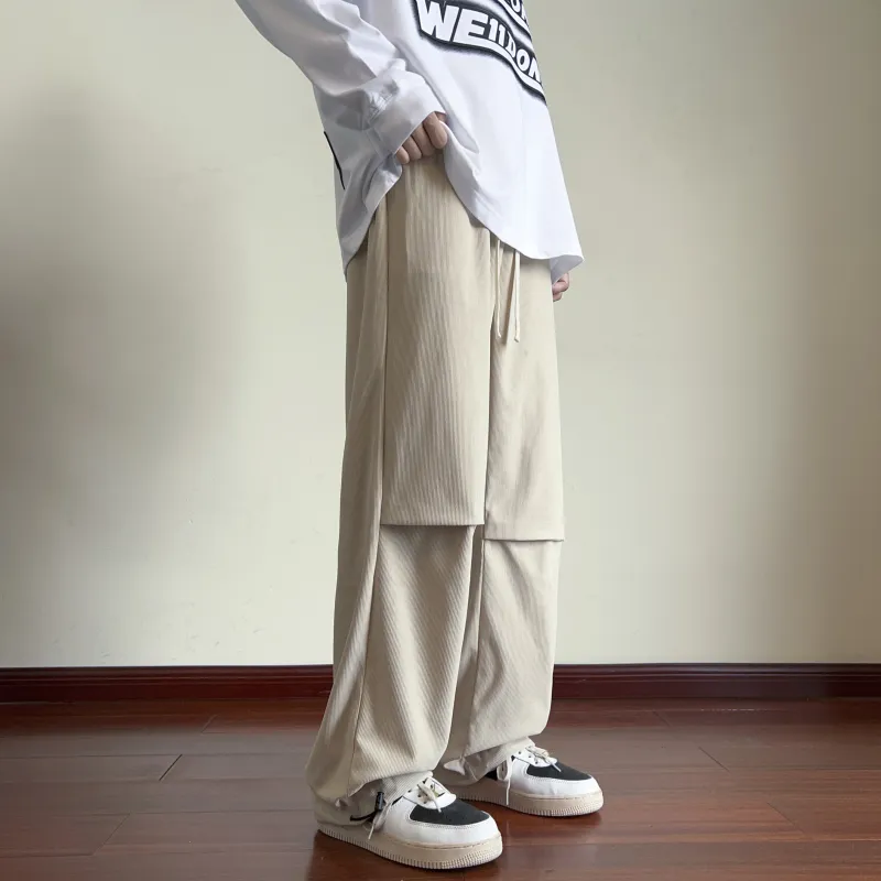 DEERWAY Casual Pants Unisex Black Red-11