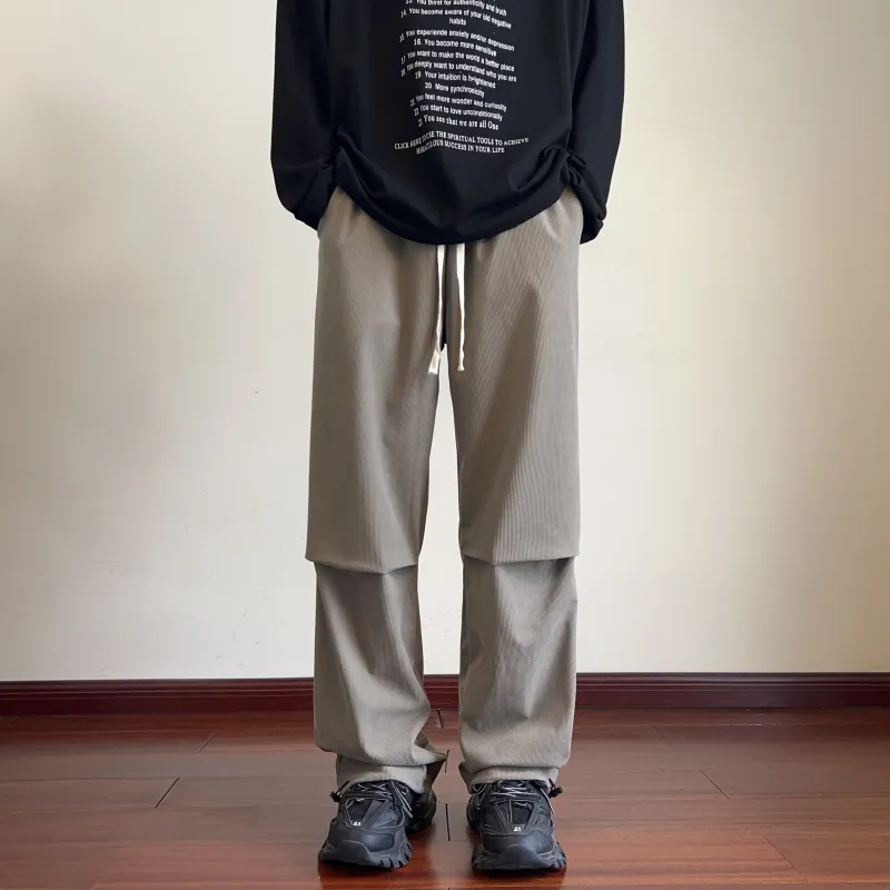 DEERWAY Casual Pants Unisex Black Red-17