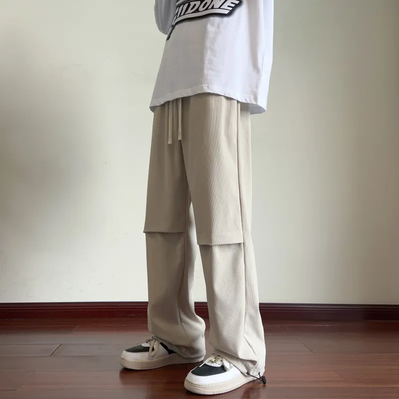 DEERWAY Casual Pants Unisex Black Red-10