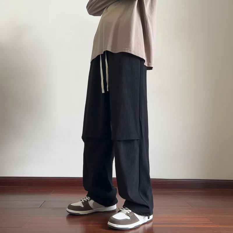 DEERWAY Casual Pants Unisex Black Red-3