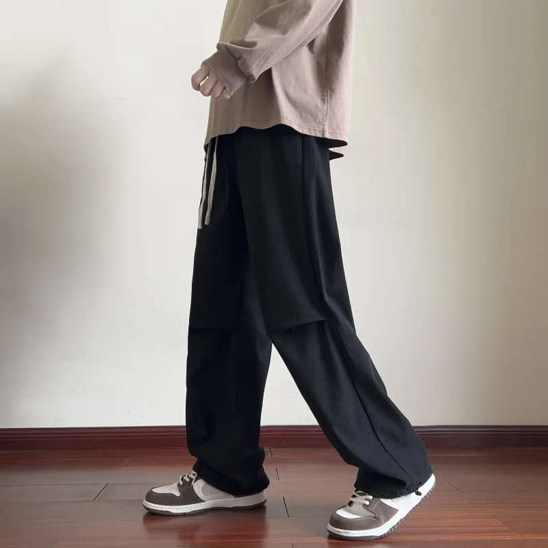 DEERWAY Casual Pants Unisex Black Red-4