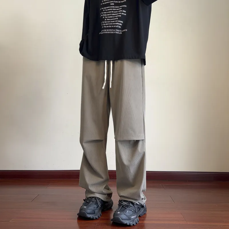 DEERWAY Casual Pants Unisex Black Red-14