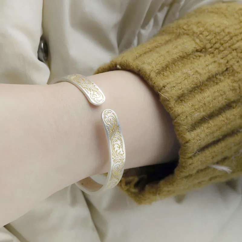 CHIC ZONE 999 Fine Silver Sterling Silver Bracelets Women's-10